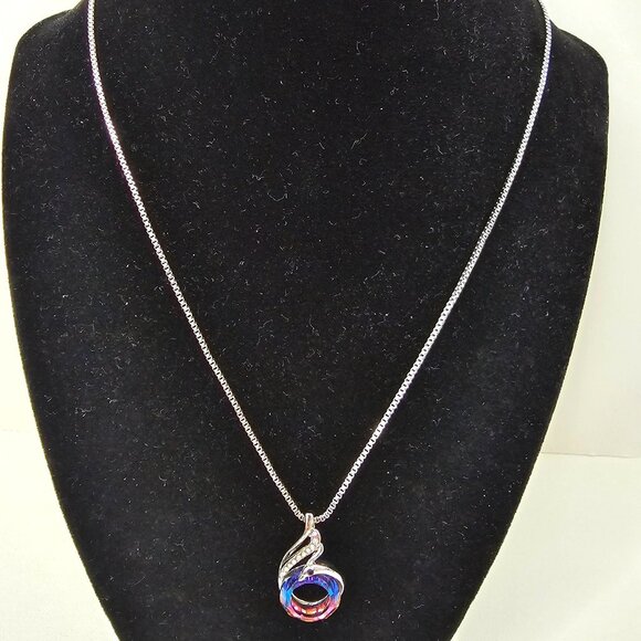 Phoenix Crystal Pendant Necklace In Silver Tone With Box Chain 18"+2" Adjustable - Picture 4 of 6